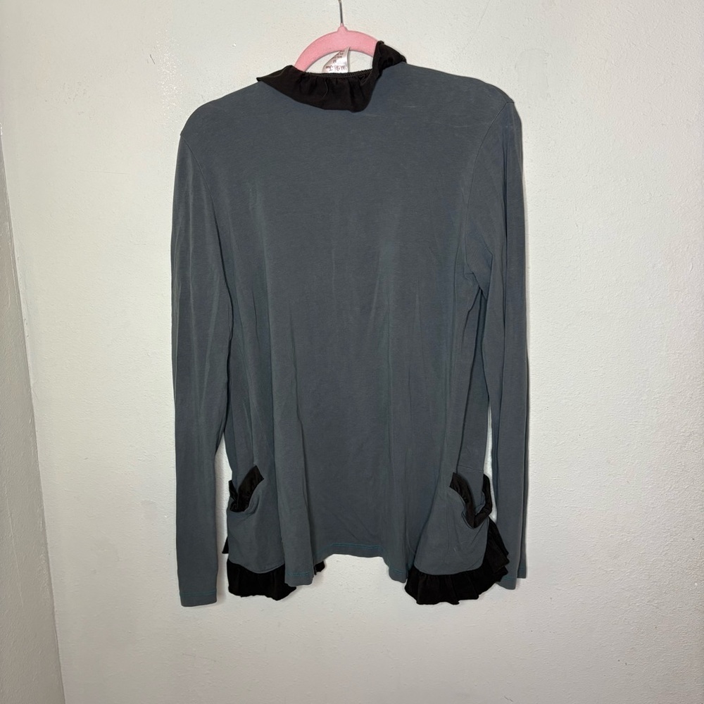 Matilda Jane Women's Gray Ruffle Cardigan Medium - Picture 5 of 5